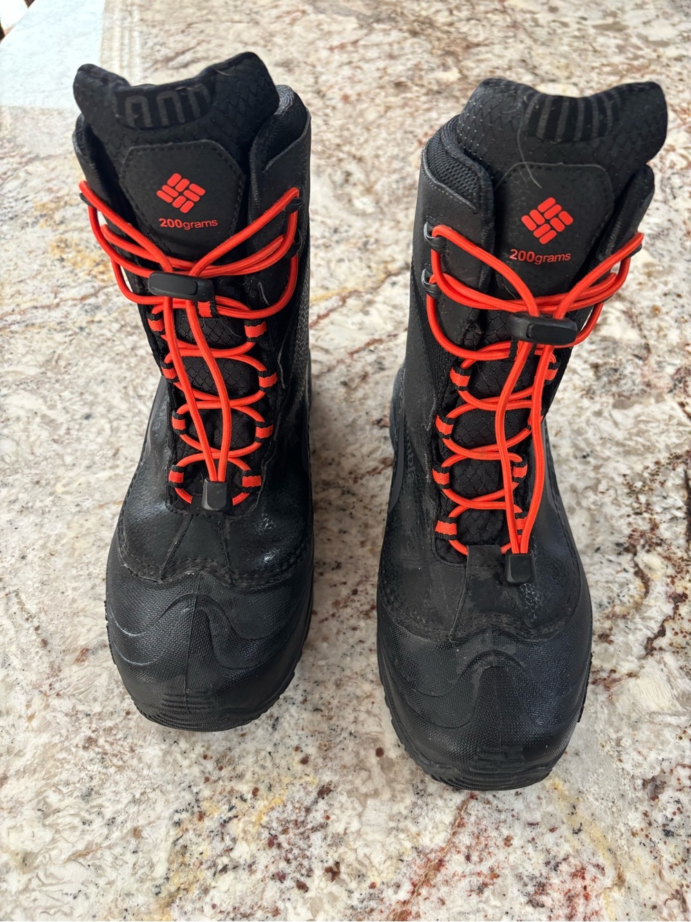 Columbia Black Kids Winter Boots with Red Laces